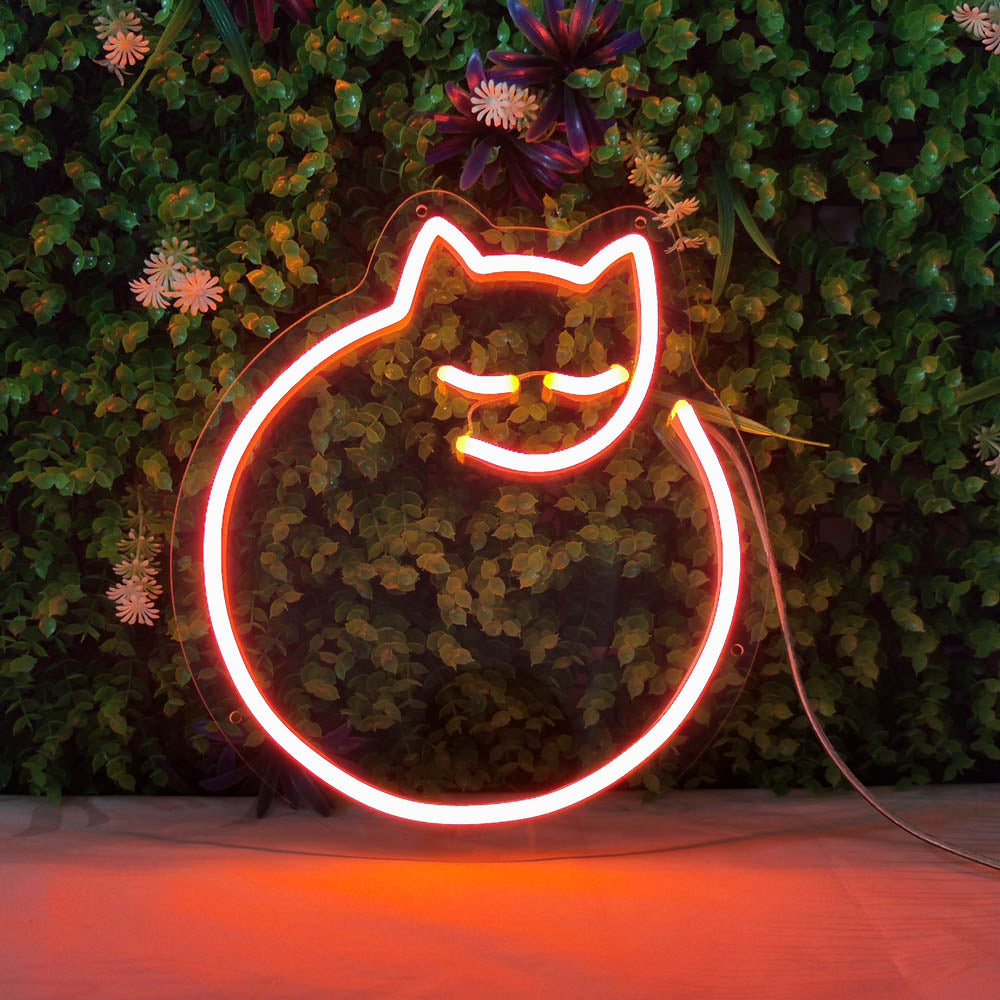 Mini curled up kitty cute cat LED Neon Signs