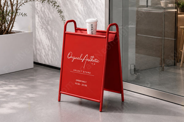 Metal Sidewalk Signs with Display Shelves
