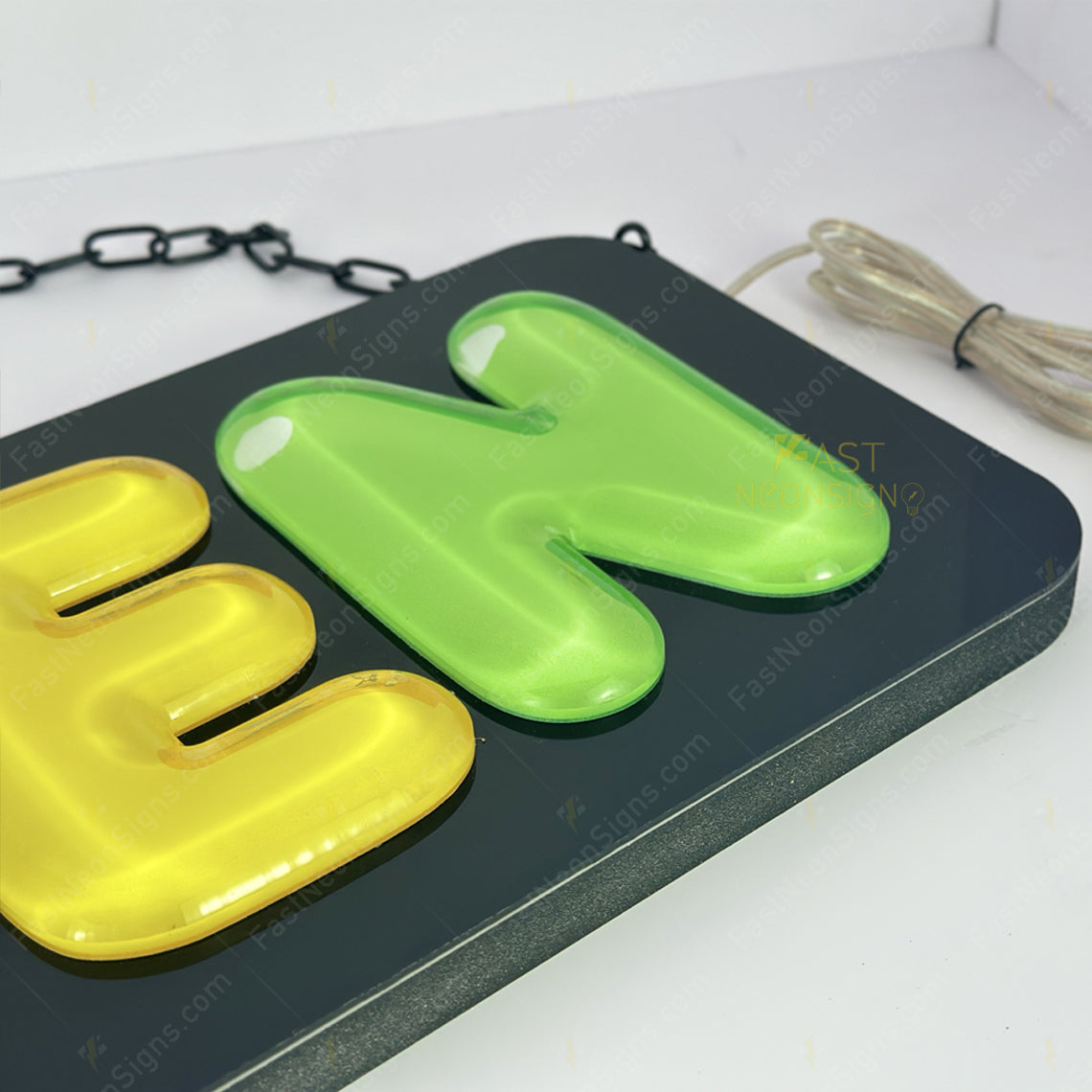 20x8 inch LED OPEN sign with raised jelly letters