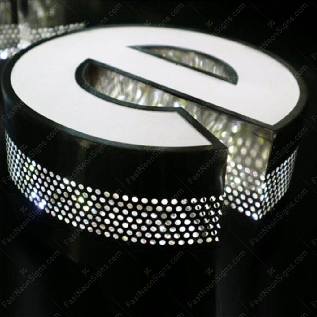 Custom 3D Punching Channel Letters Signs with Metal Mounting Frame – Side Lit LED Channel Letters for Business