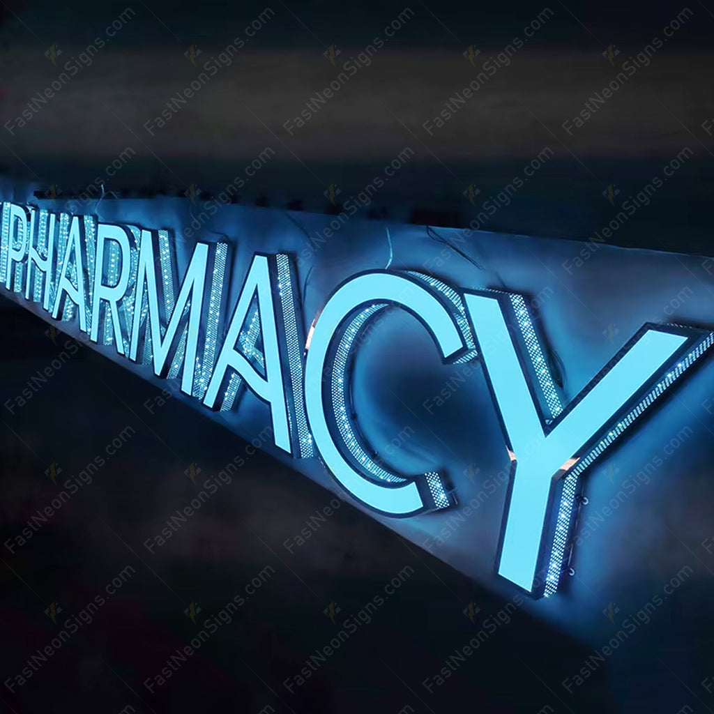 Custom 3D Punching Channel Letters Signs –  Colorful LED Metal Letters with Side Lighting