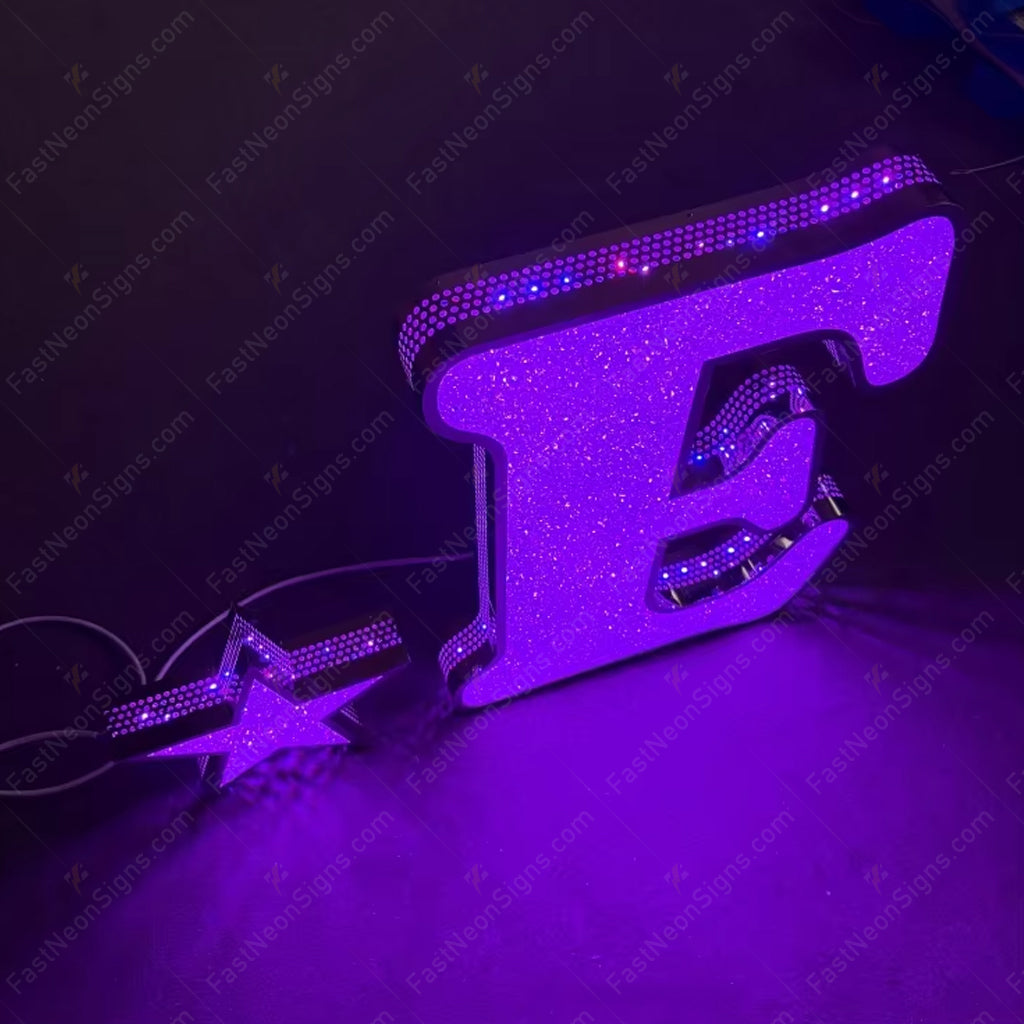 Custom Acrylic Diamond LED Branding Letters with Punching Sides - Stainless Steel Illuminated Logo Letters Sign