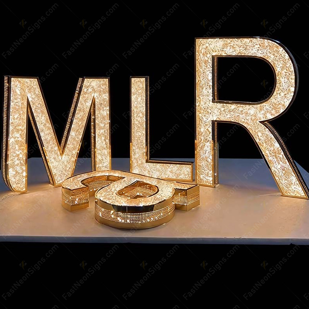 Custom Acrylic Diamond LED Branding Letters - Stainless Steel Illuminated Logo Letters Sign