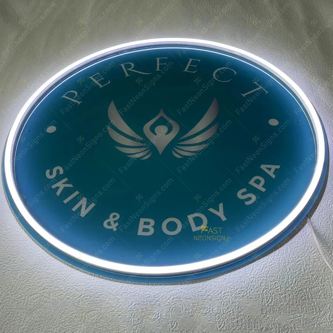 Custom Acrylic Frontlit Sign with UV Printed Logo & Neon LED Border For Business