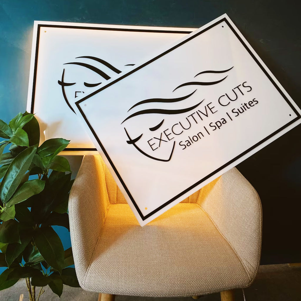 Custom Acrylic Backlit Signs - Rectangle Acrylic Sign with Gold Mirror