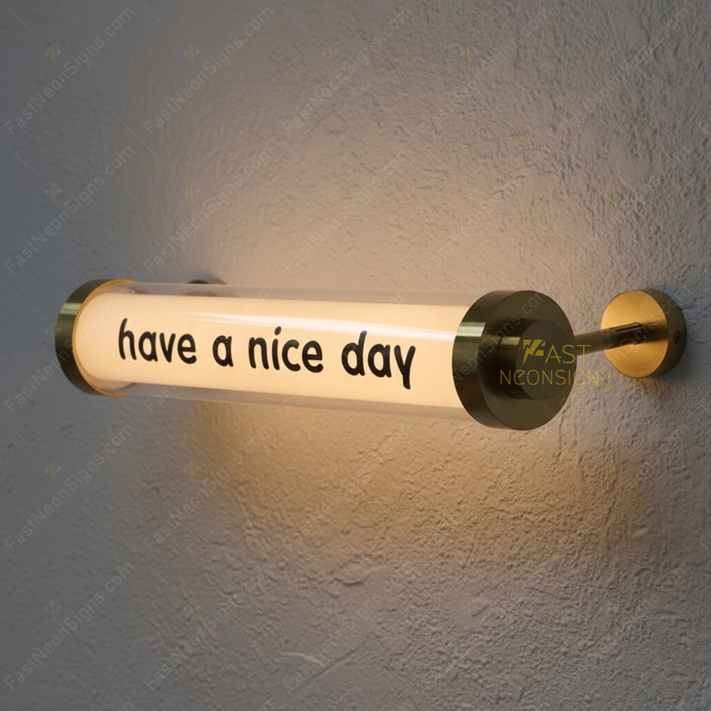 Custom Acrylic Tube Light Box With Gold Bracket– Wall Mount LED Sign for Café, Restaurant, Bar, or Pickup Counter