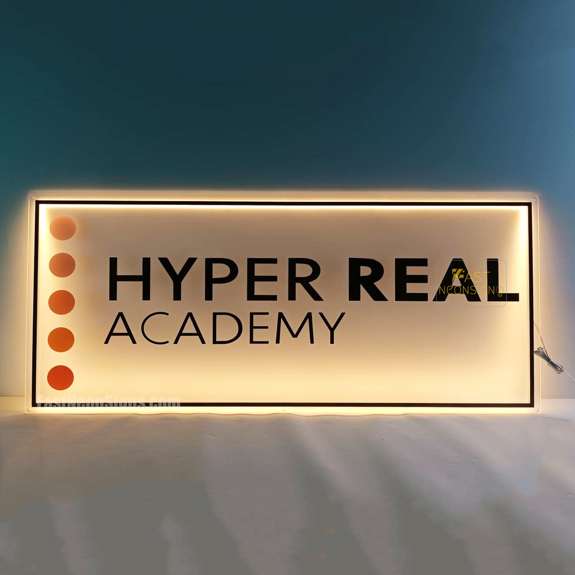 Custom Acrylic Backlit Signs - Frosted Acrylic Business Logo with Gold Mirror Lettering