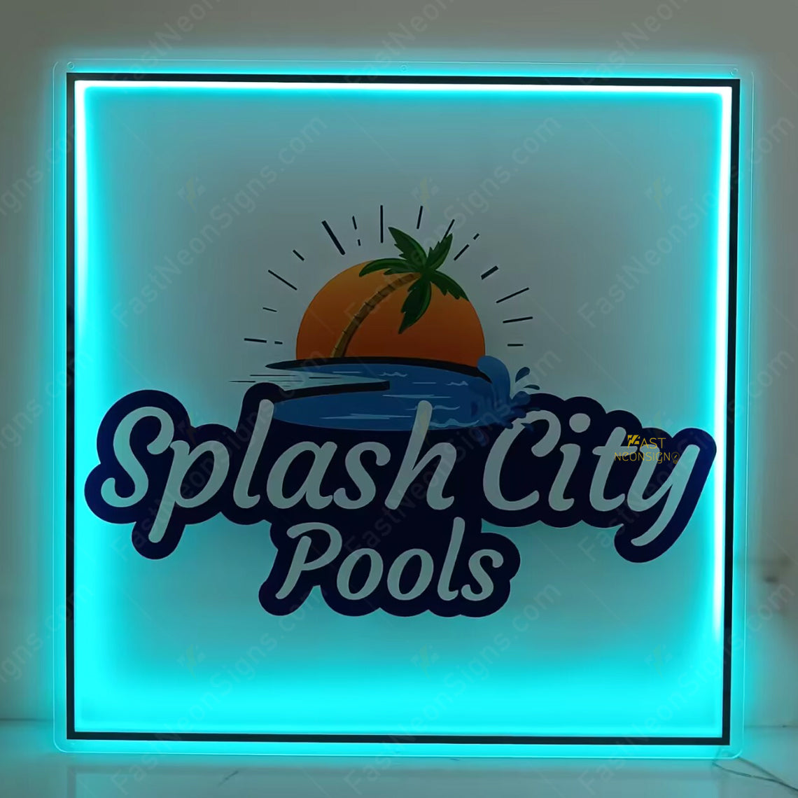 Custom Acrylic Backlit Signs - Square Acrylic Sign with Gold Mirror Logo For Store Front, Beauty Shop, Office