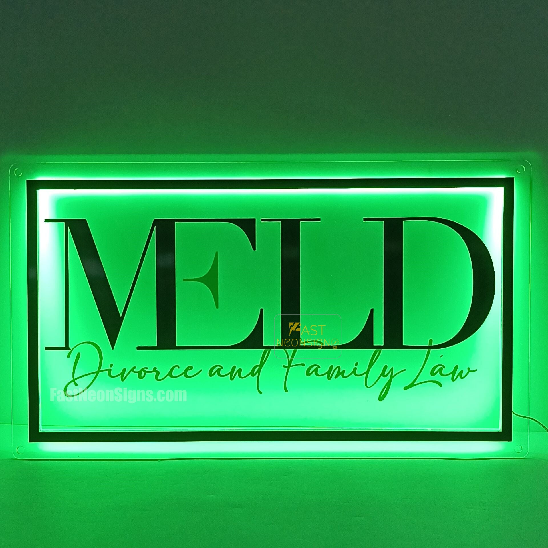 Custom Acrylic Backlit Signs - Frosted Acrylic Business Logo with Gold Mirror Lettering