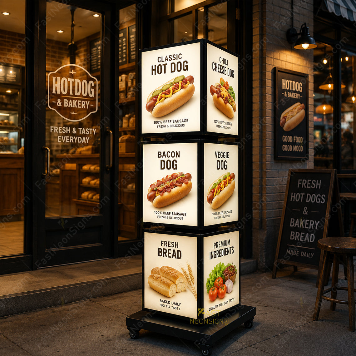 Custom 3-Tier Rotating Cube LED Light Box Display – Poster Standing LED Display for Business Promotions