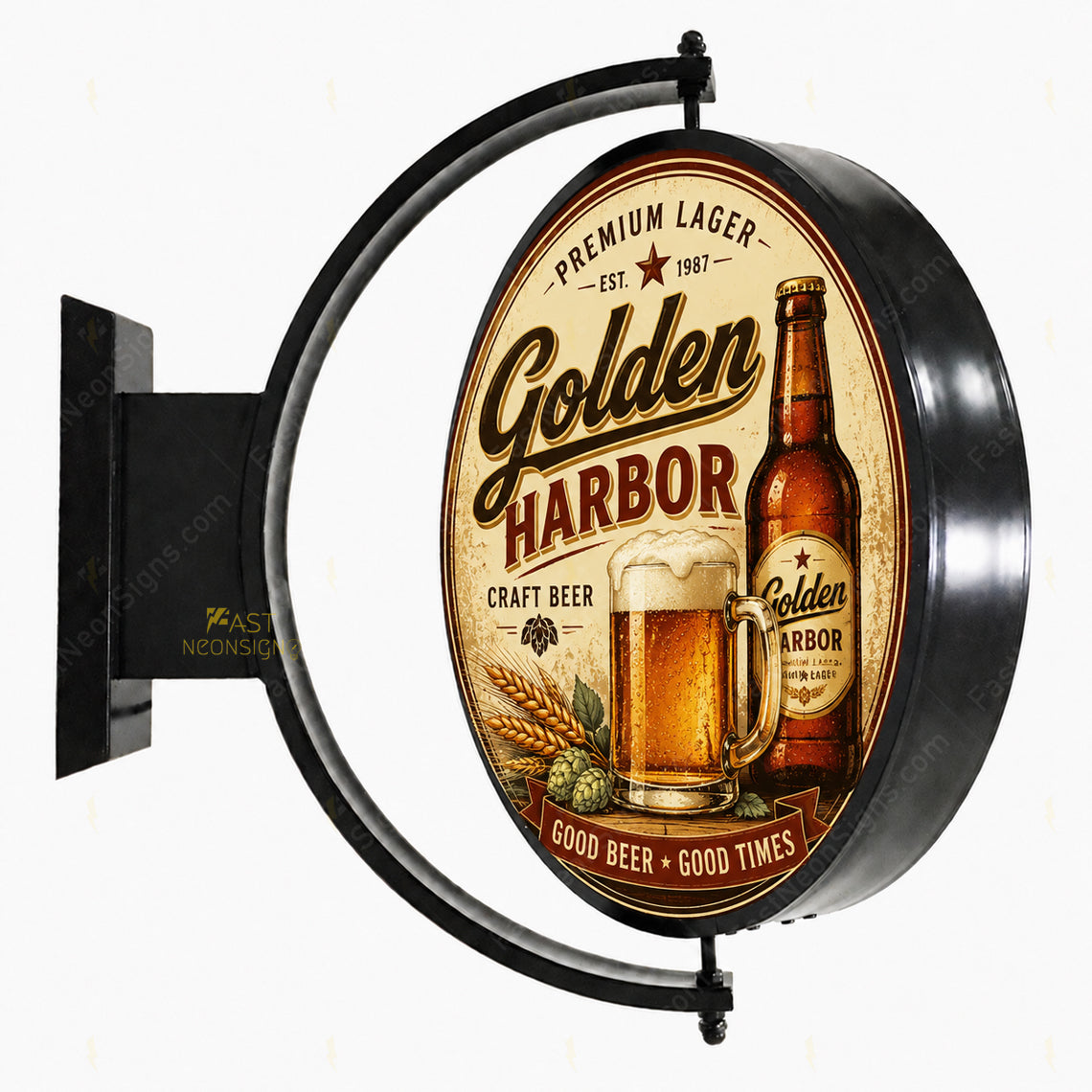 Custom 360° Rotating Round LED Light Box Sign For Business Storefront -Outdoor Double Sided Waterproof LED Box