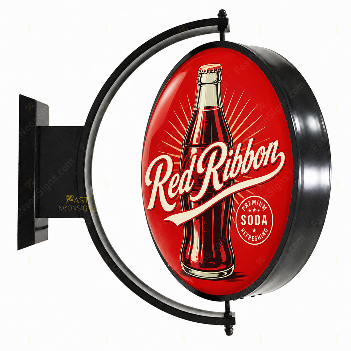 Custom 360° Rotating Round LED Light Box Sign For Business Storefront -Outdoor Double Sided Waterproof LED Box