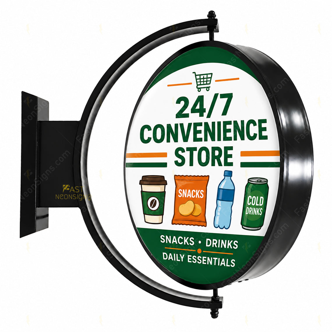 Custom 360° Rotating Round LED Light Box Sign For Business Storefront -Outdoor Double Sided Waterproof LED Box