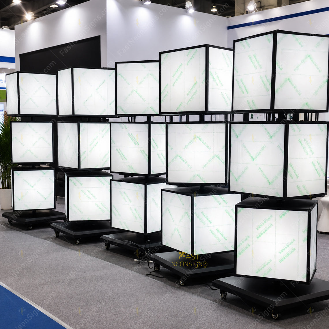 Custom 3-Tier Rotating Cube LED Light Box Display – Poster Standing LED Display for Business Promotions