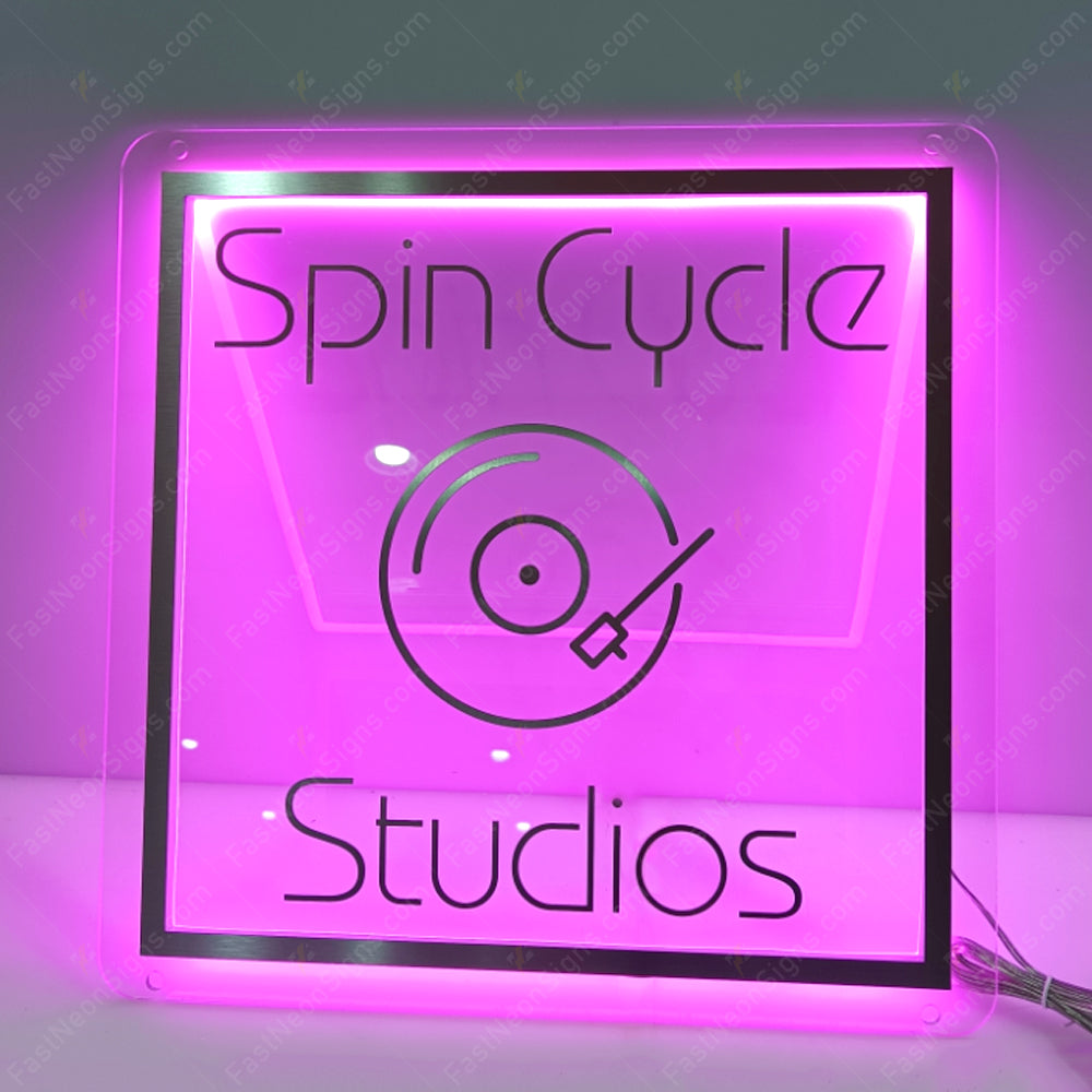 Custom Acrylic Backlit Signs - Silver Logo Acrylic Sign LED Light For Business Storefront