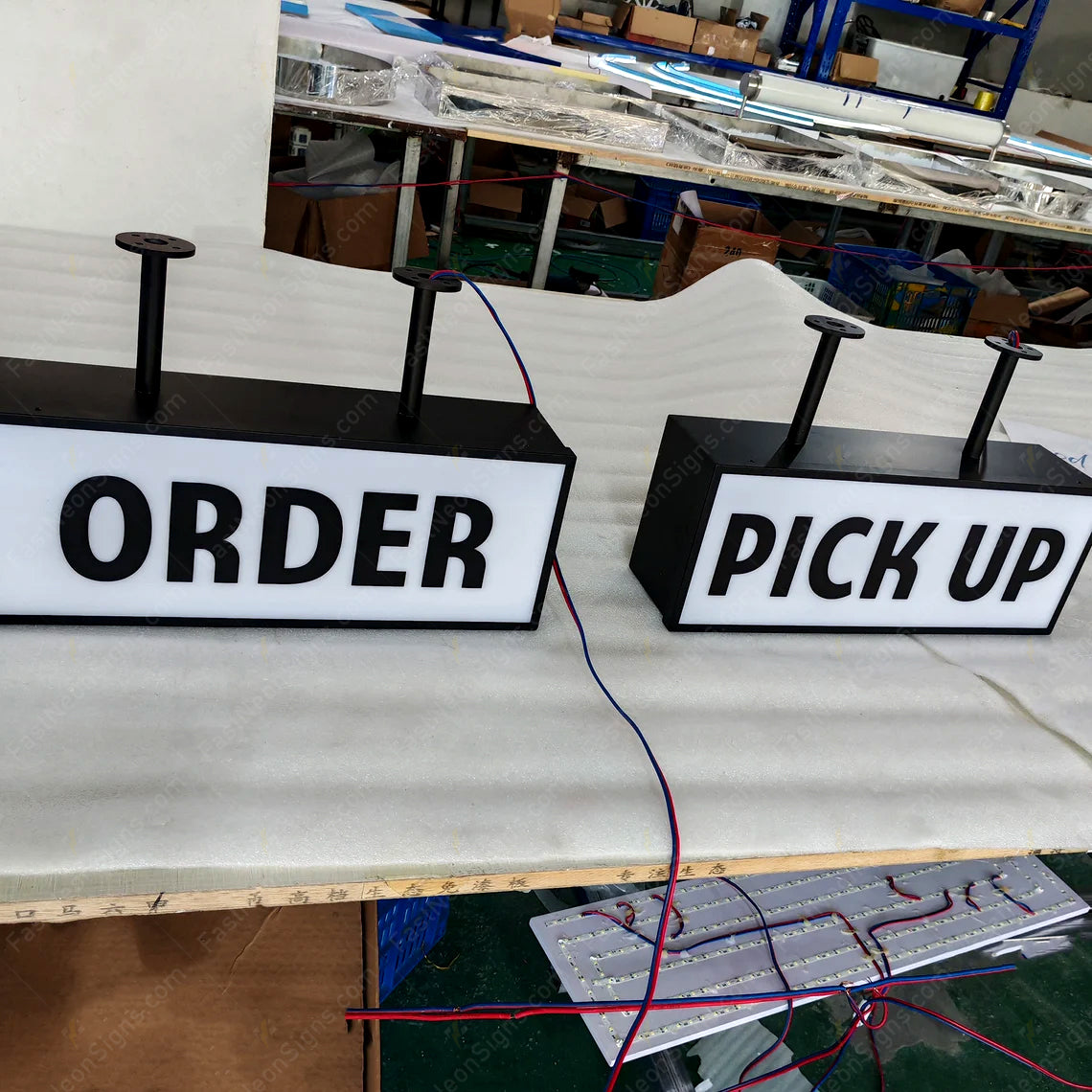 Custom Hanging Acrylic Lightbox Sign with Metal Frame – Ceiling Mount LED Sign for Café, Restaurant, Bar, or Pickup Counter