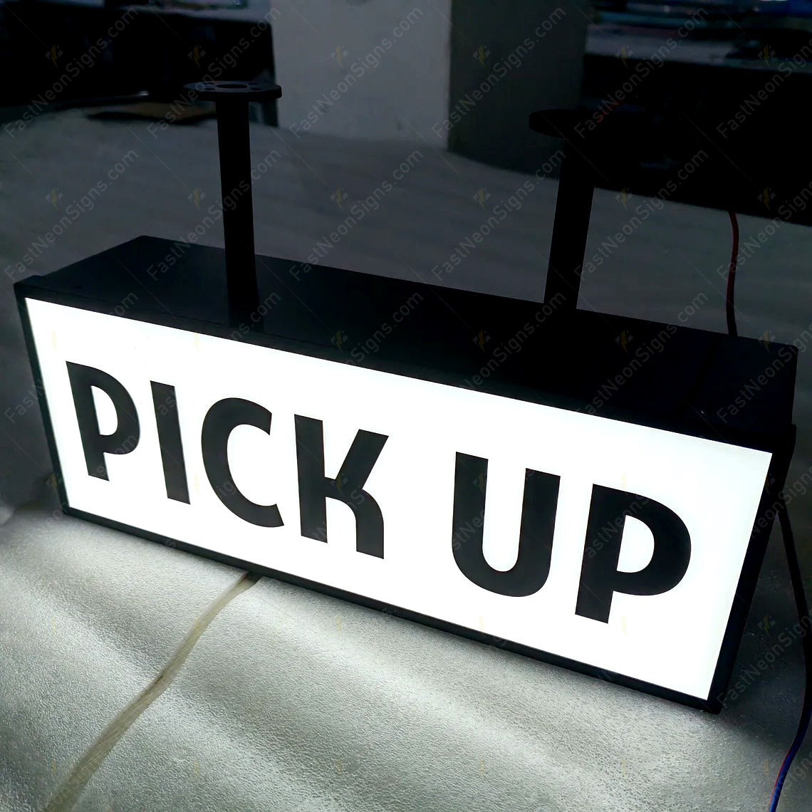 Custom Hanging Acrylic Lightbox Sign with Metal Frame – Ceiling Mount LED Sign for Café, Restaurant, Bar, or Pickup Counter
