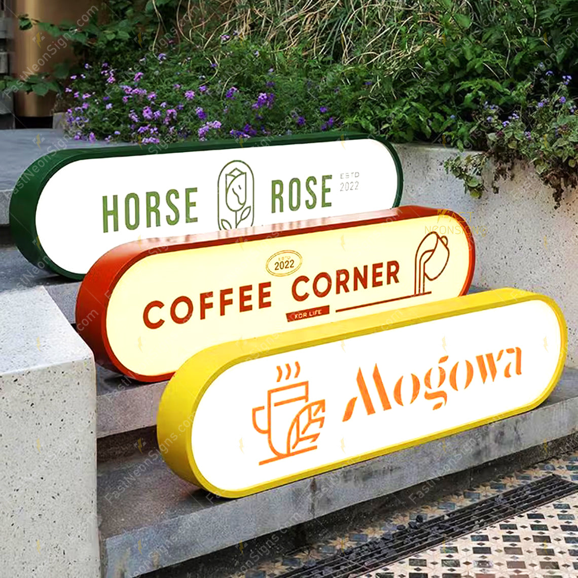 Custom Wall Mounted Acrylic Light Box Sign with Metal Side Frame – Frontlit LED Illuminated Sign for Café, Shop & Studio