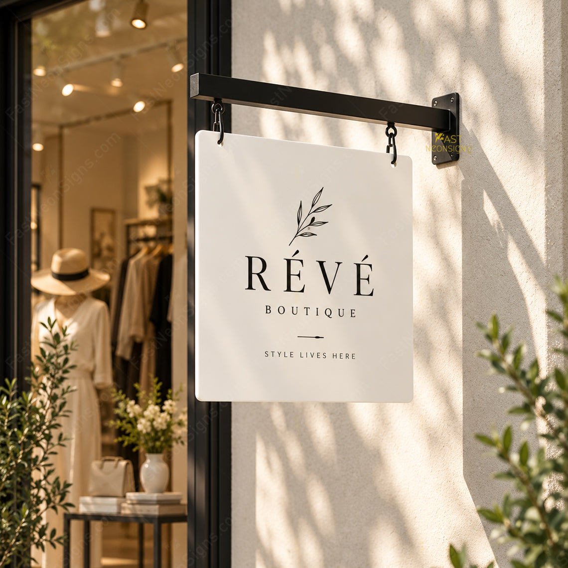 Custom Double-Sided Metal Projecting Sign – Square Side-Mounted Blade Sign for Shops & Businesses