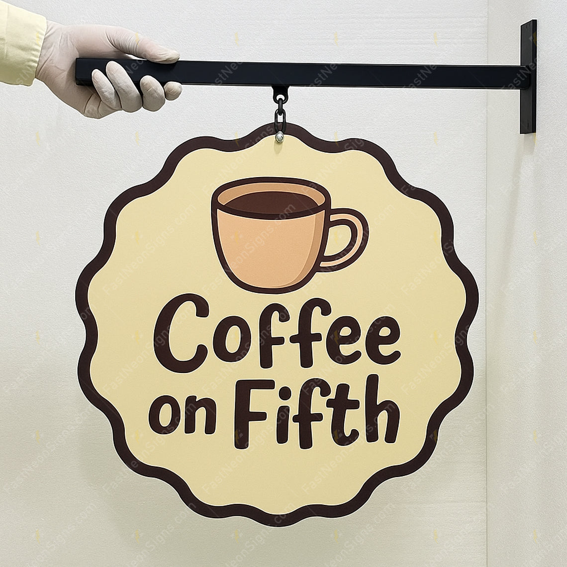 Custom Shape Metal Blade Sign – Unique Personalized Hanging Business Sign for Boutique, Bar & Cafe