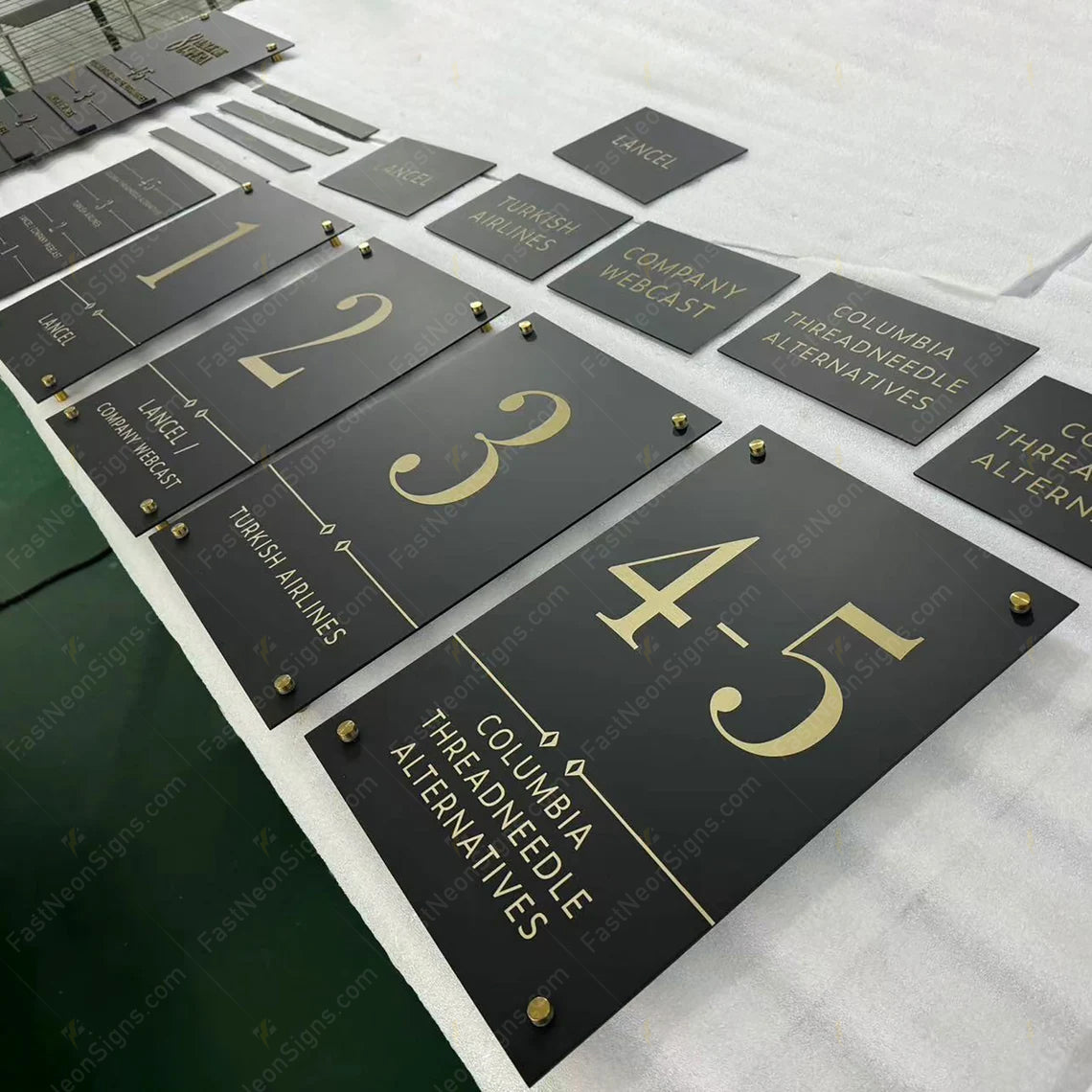 Custom Acrylic Directory Sign with Metal Nameplates | Personalized Building Floor Sign | Office Directory Board with 3D Gold Letters