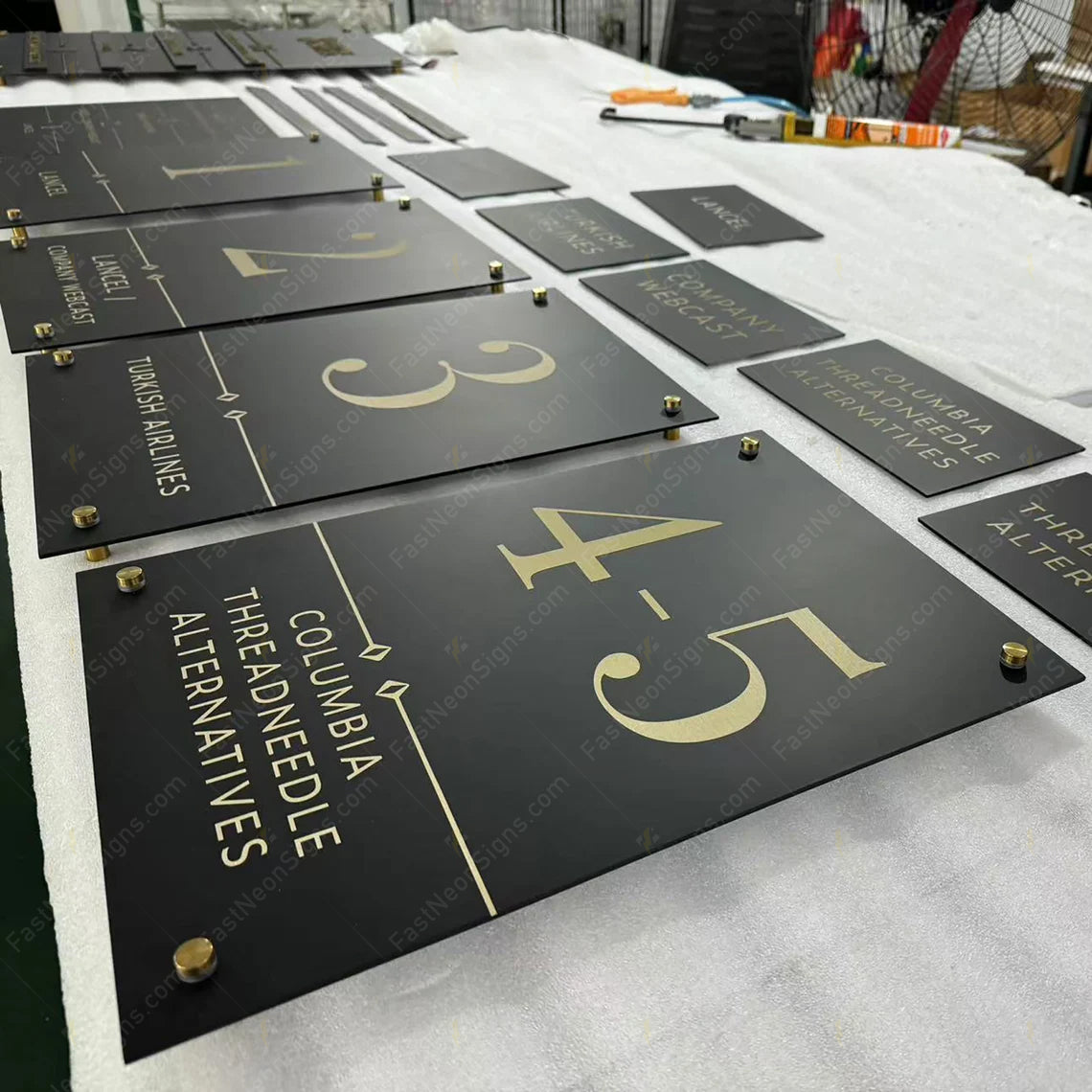 Custom Acrylic Directory Sign with Metal Nameplates | Personalized Building Floor Sign | Office Directory Board with 3D Gold Letters