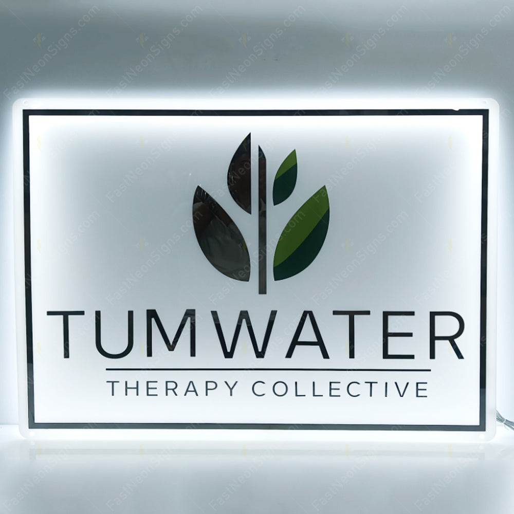 Custom Acrylic Backlit Signs - Golden Logo Acrylic Round Sign Back Lighting For Business Brand