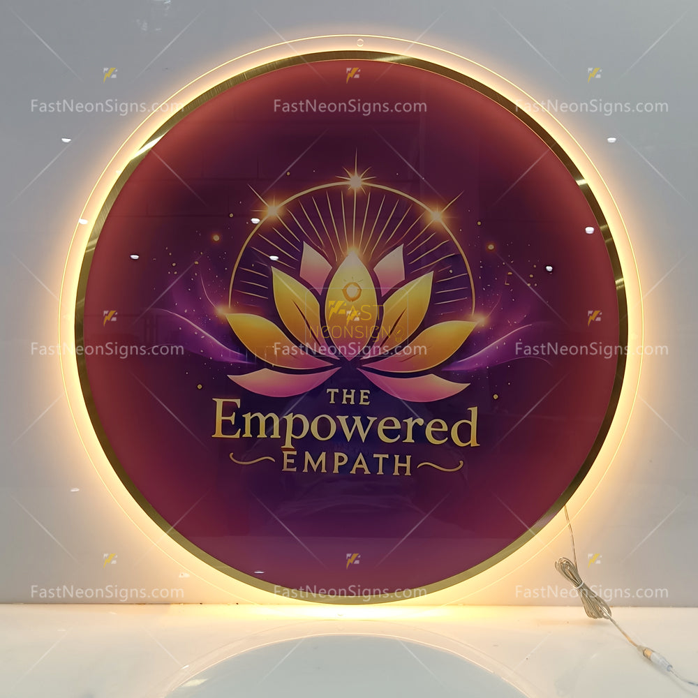 Custom Acrylic Backlit Signs - Gold Logo Black Acrylic Sign For Business Event