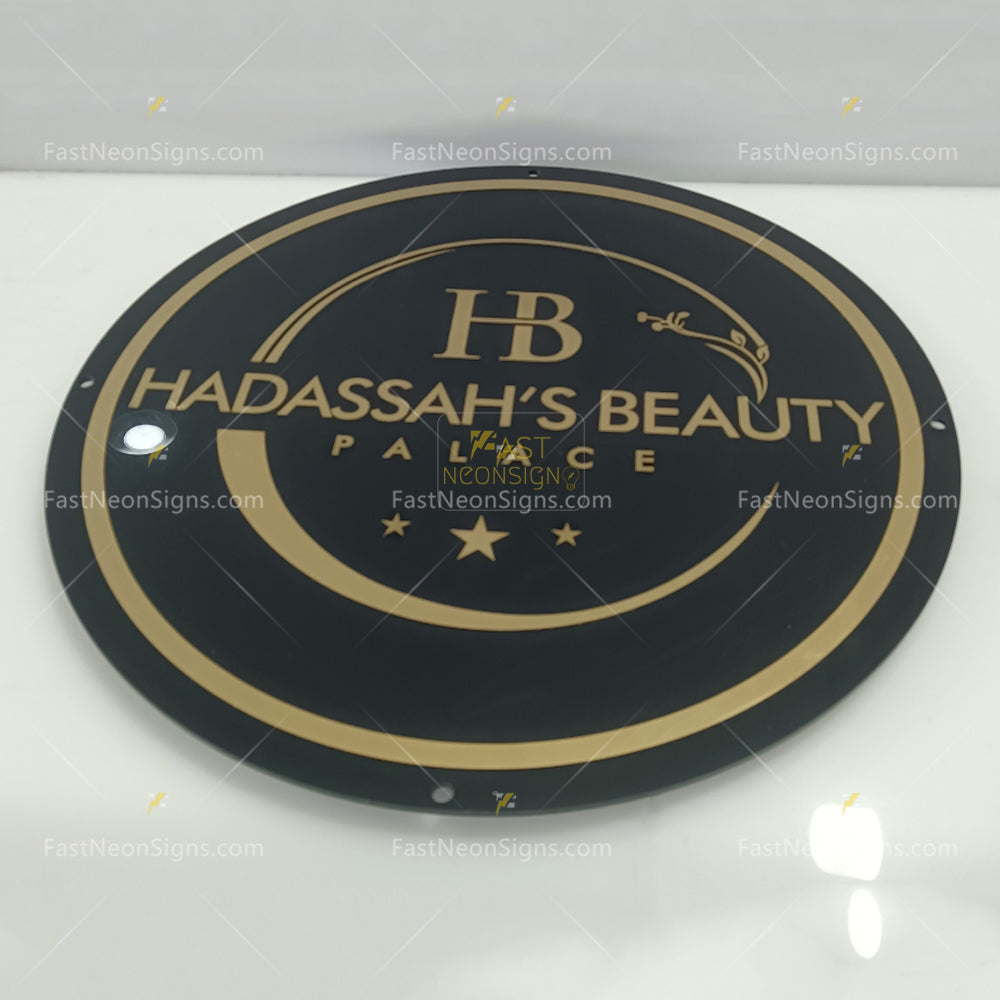 Custom Acrylic Backlit Signs - Gold Logo Black Acrylic Sign For Business Event