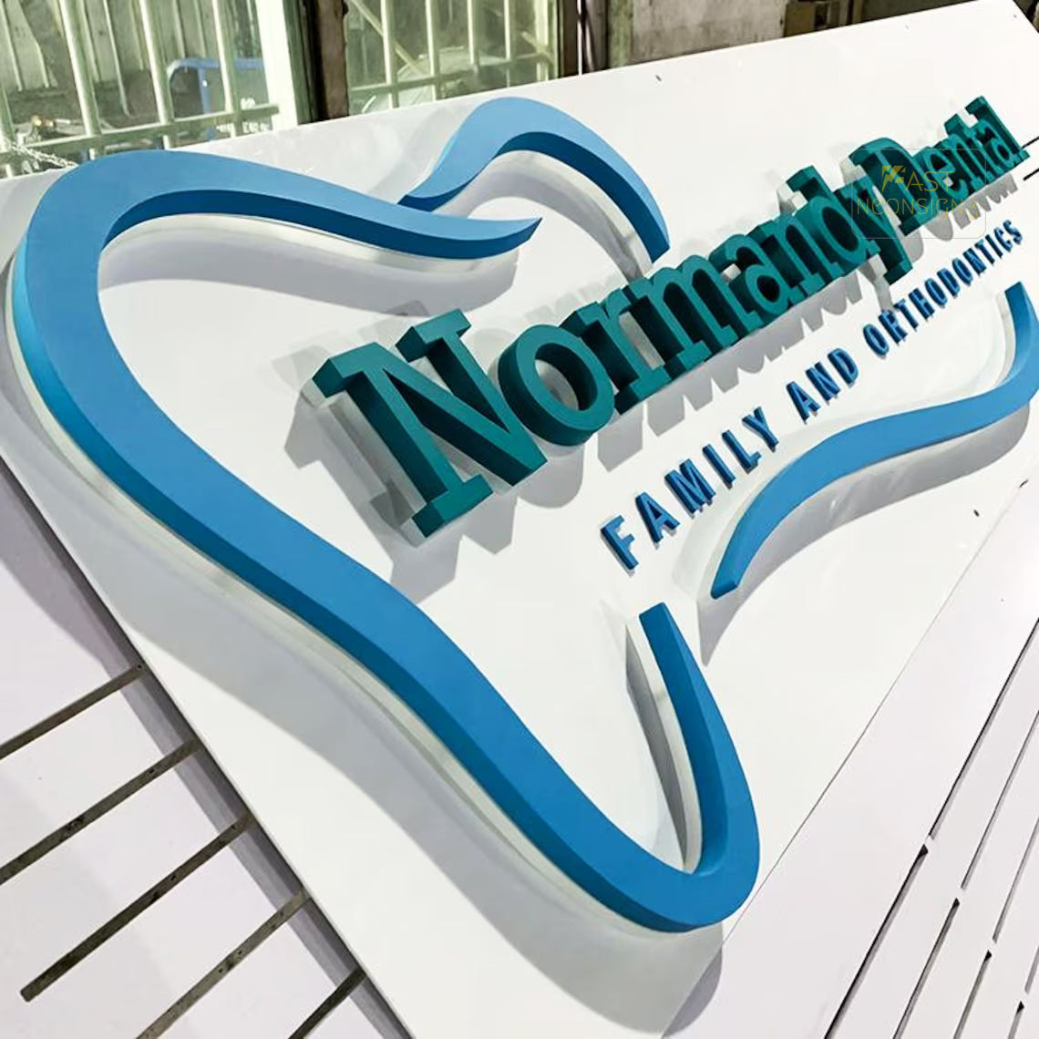 Custom Dental Clinic Backlit Sign | 3D Metal Halo Lit LED Logo for Dentist Office & Medical Practice