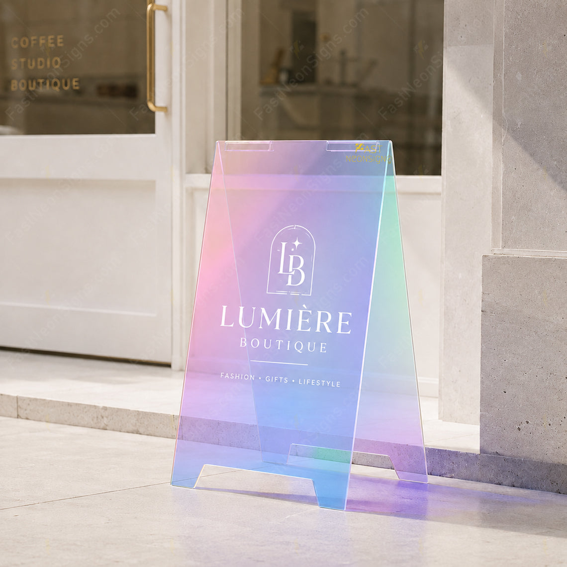 Custom Acrylic A-Frame Business Sign – Colorful Foldable Sidewalk Display with Logo
