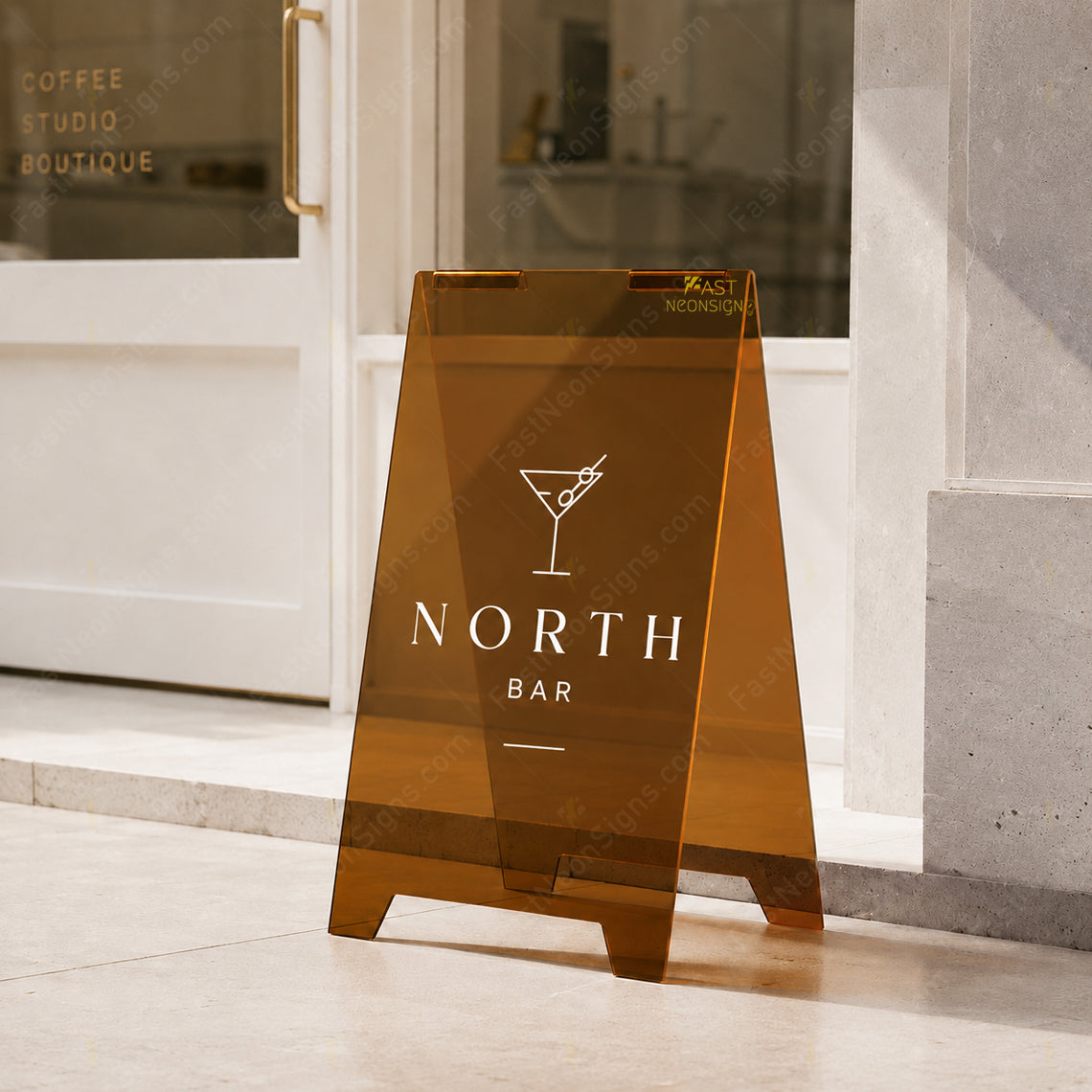 Custom Acrylic A-Frame Sidewalk Sign – Colorful Foldable Storefront Sign for Cafes & Restaurants