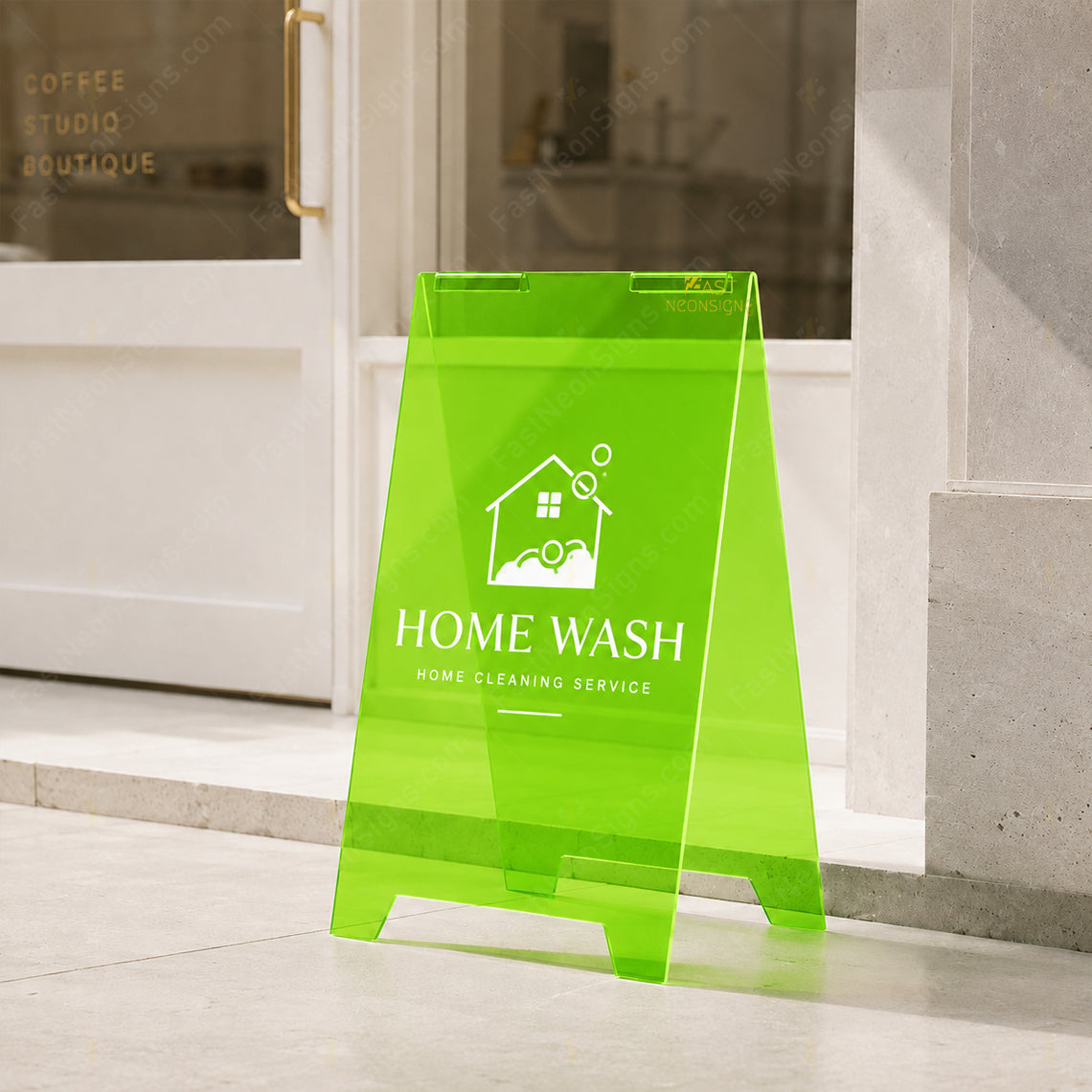 Custom Acrylic A-Frame Business Sign – Colorful Foldable Sidewalk Display with Logo
