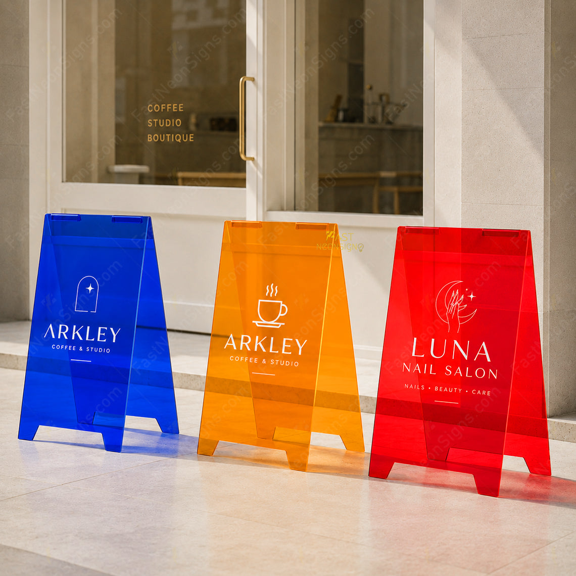Custom Acrylic A-Frame Business Sign – Colorful Foldable Sidewalk Display with Logo