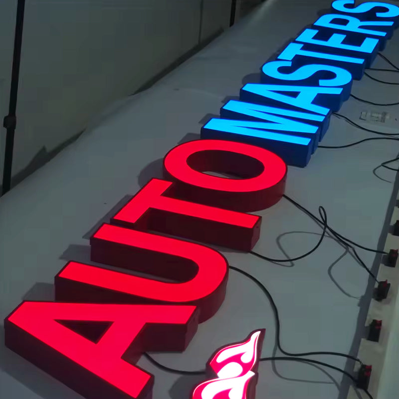 Custom 3D Metal Frontlit Sign, 3D Logo Channel Letters with Rim for Business & Storefront