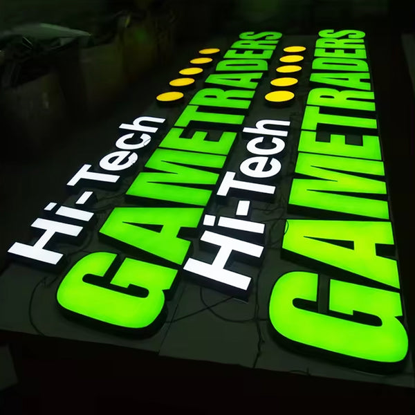 Lucent Rim Sign Custom 3D Metal Frontlit Sign, 3D Logo Channel Letters with Rim for Bu