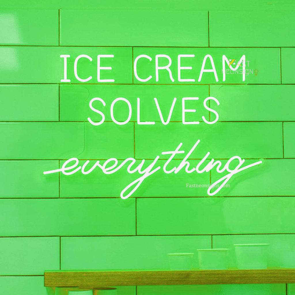 Ice Cream Solves Everything Neon Sign, Ice Cream Shop Sign - FastNeonSigns
