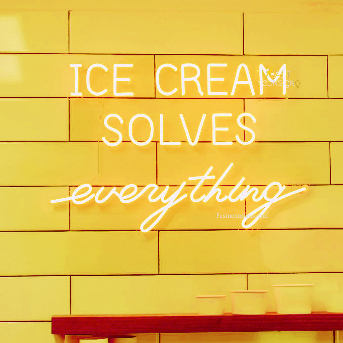 Ice Cream Solves Everything Neon Sign