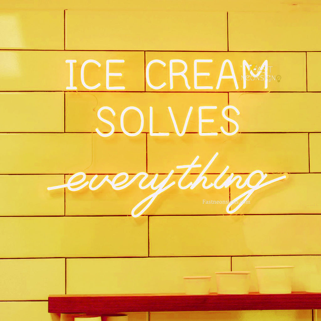 Ice Cream Solves Everything Neon Sign, Ice Cream Shop Sign - FastNeonSigns