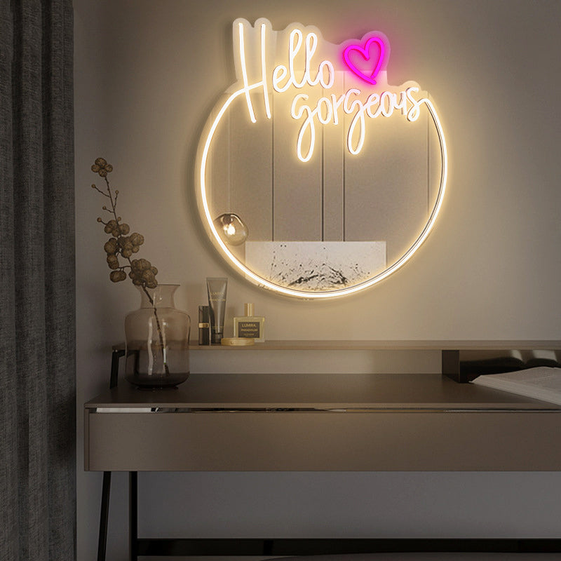 Sign Led Mirrow Wholesales Light Sign Hello Gorgeous Mirror - LED Neon Sign Mirror For ...
