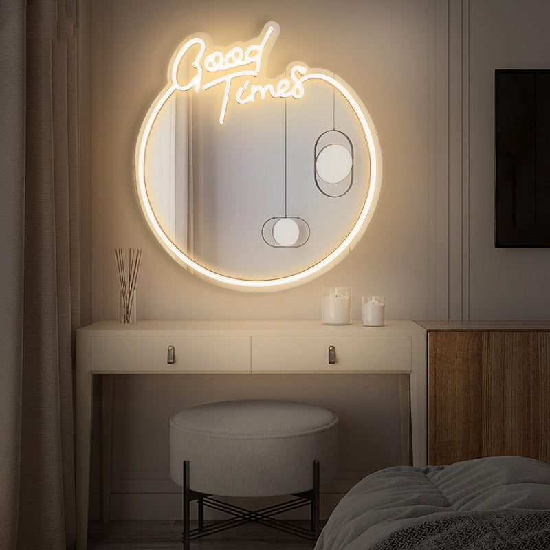 Sign Led Mirrow Wholesales Light Sign Good Time Mirror - LED Neon Sign Mirror For Room ...