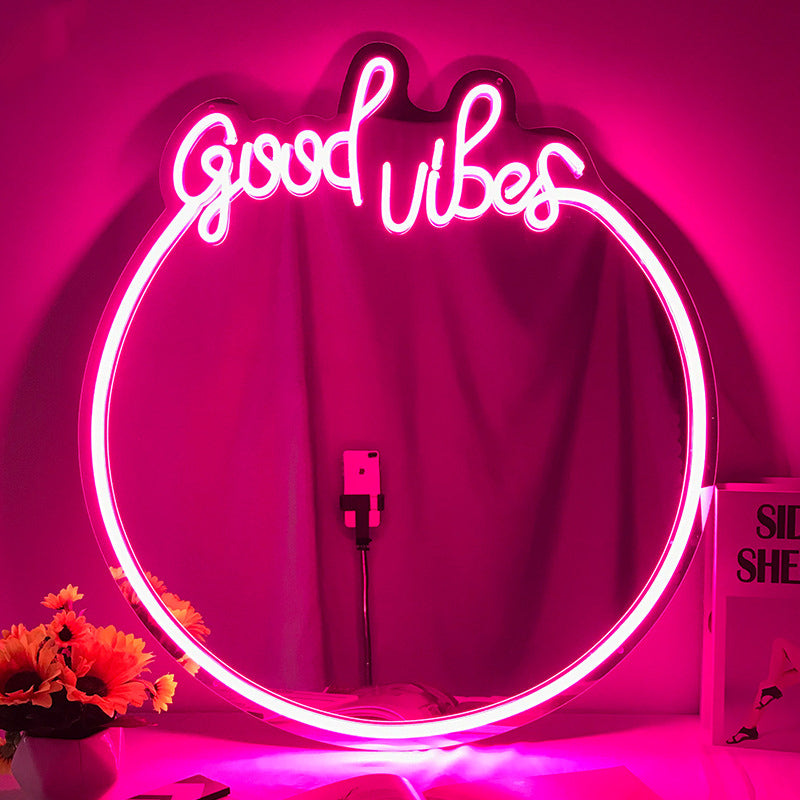 Wholesales Light Sign Good Vibes Mirror - LED Neon Sign Mirror