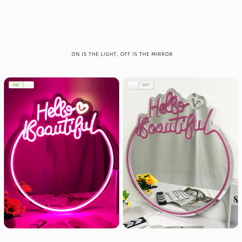 Wholesales Light Sign Hello Beautiful Mirror - LED Neon Sign Mirror