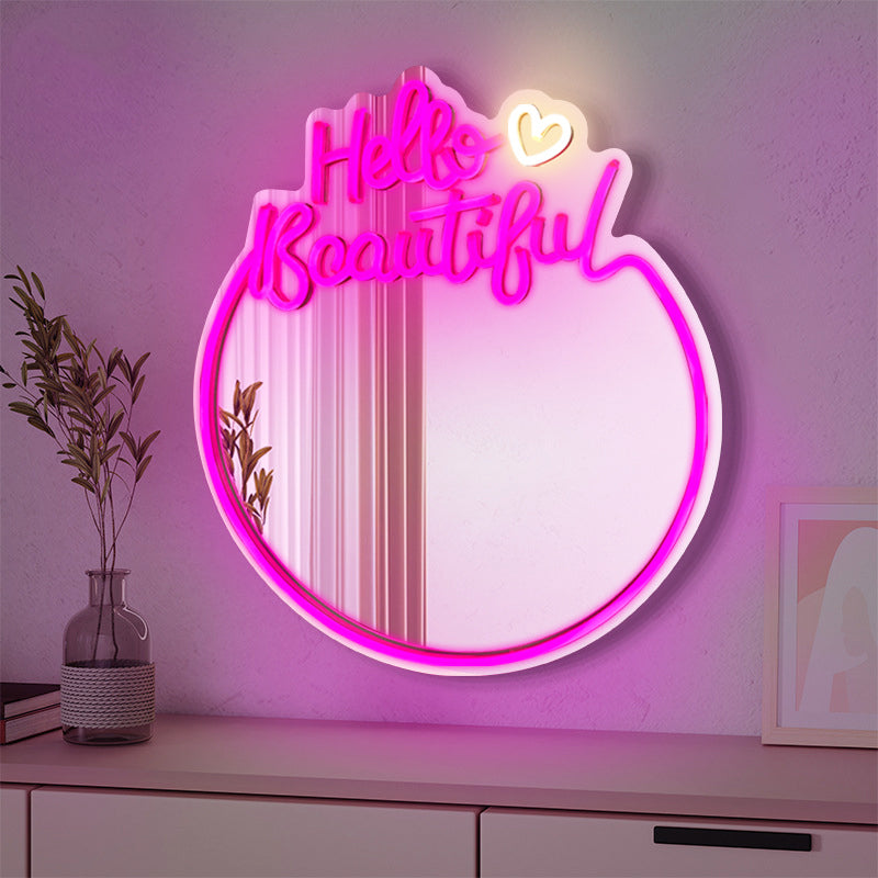 Wholesales Light Sign Hello Beautiful Mirror - LED Neon Sign Mirror