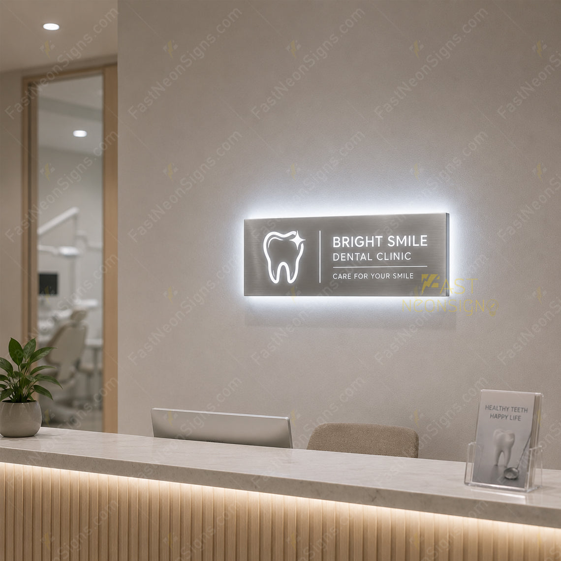 Silver Stainless Steel Metal Light Box Metal Backlit Sign - Custom Brand Light Box For Dental Clinic