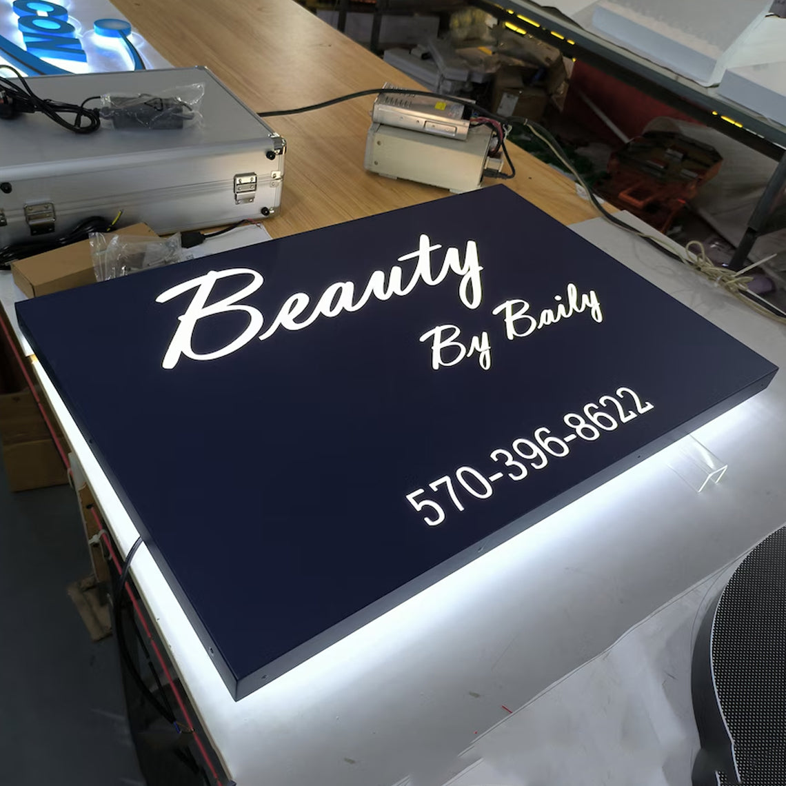 Black Metal Backlit Sign 3D Light Box Rectangle Shape