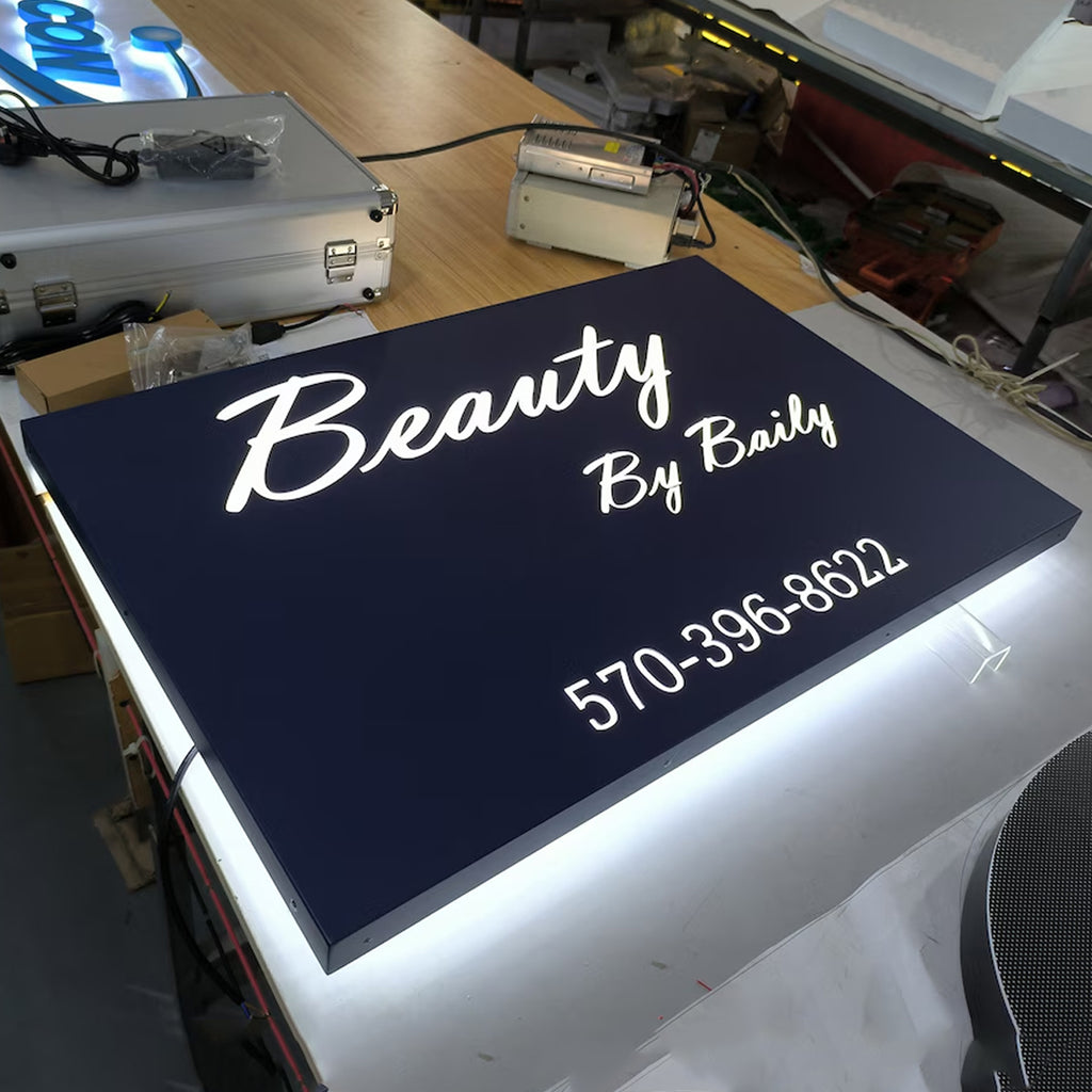 Backlit Packing Sign Personalized Black Metal Backlit Sign Custom Light Box Sign for Store ...