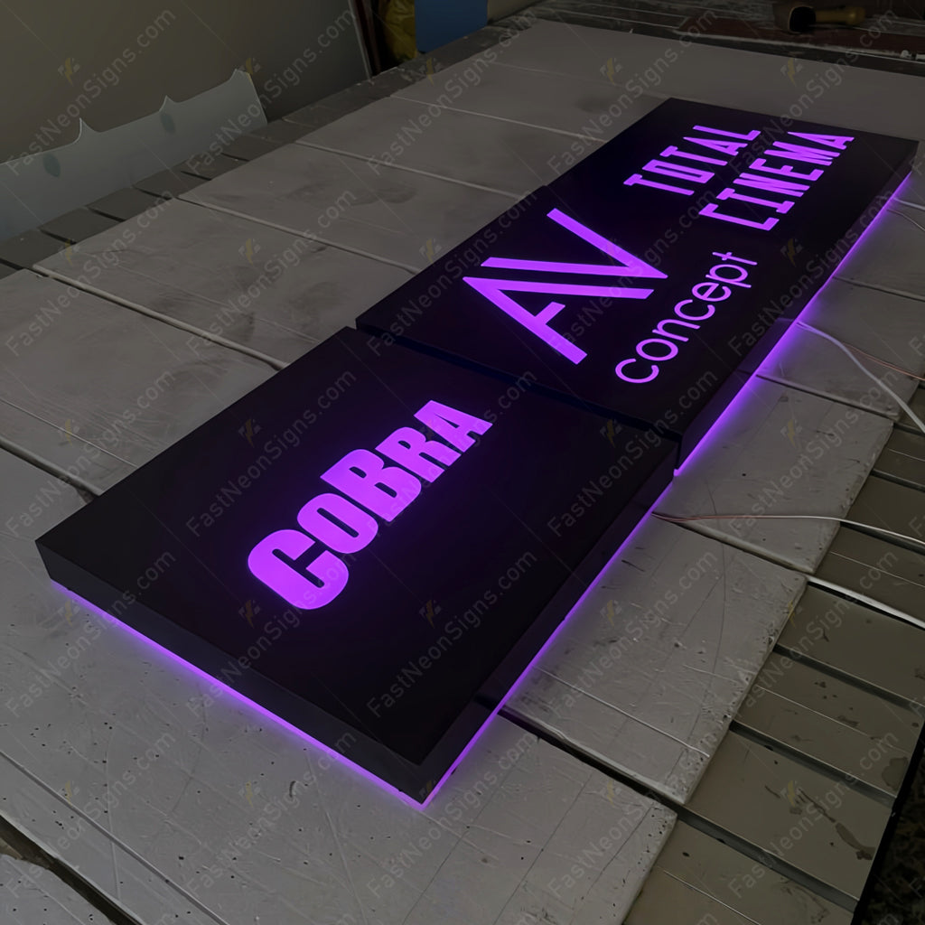 Custom Mirror Finish Metal Backlit Light Box Sign – Cut-Out Logo & Letters for Business