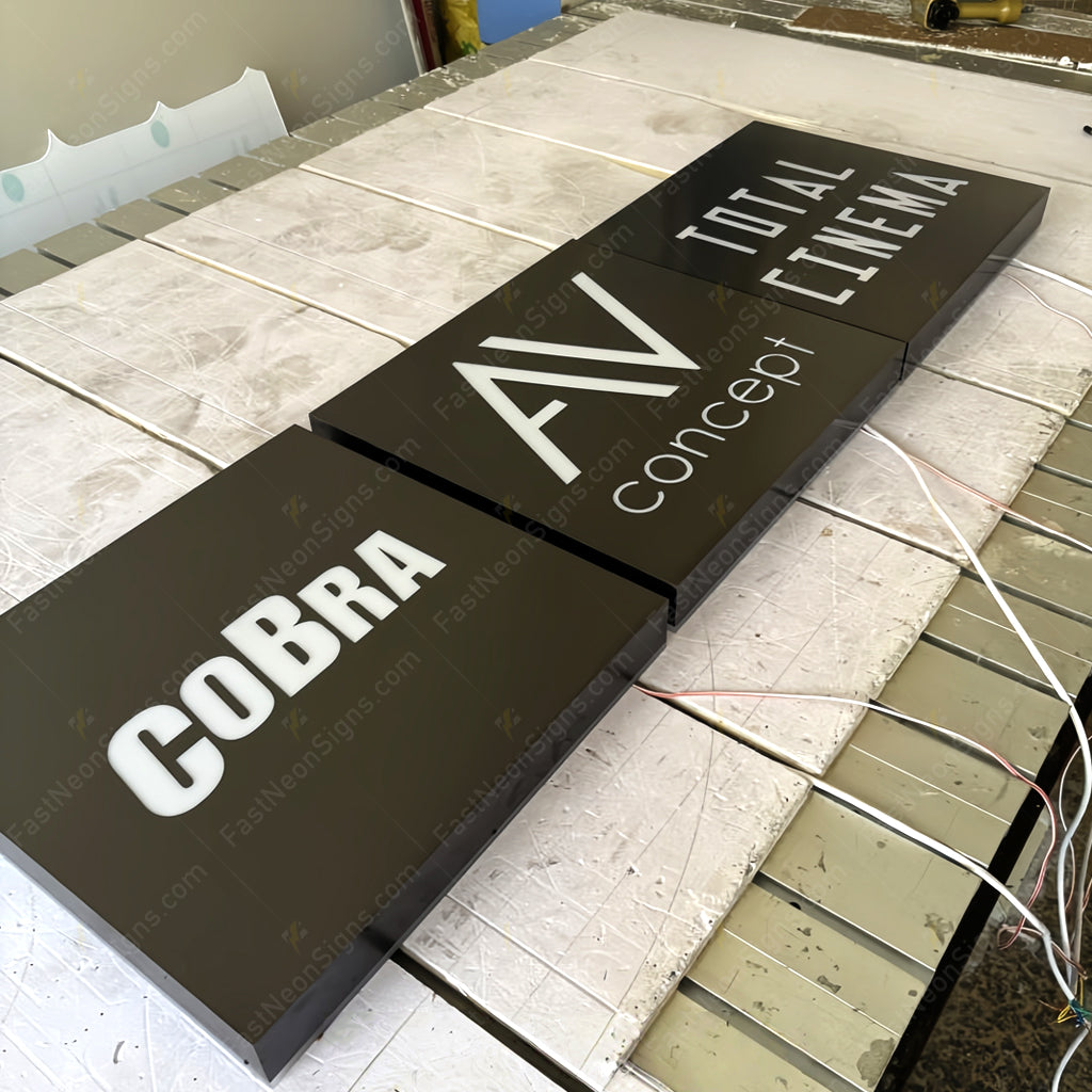 Custom Mirror Finish Metal Backlit Light Box Sign – Cut-Out Logo & Letters for Business