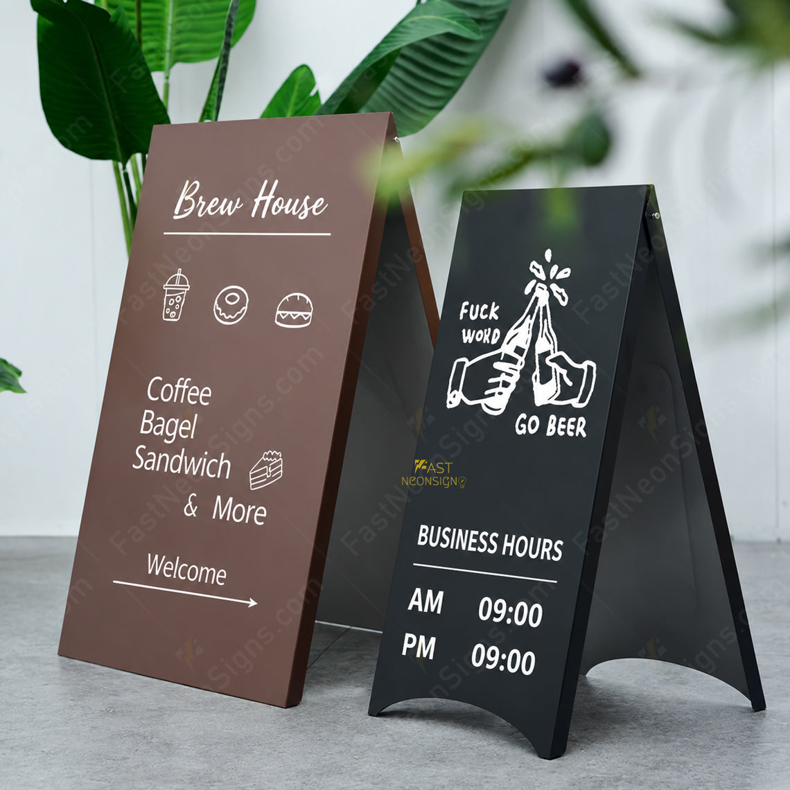 Custom Painted Metal A-Frame Sidewalk Sign – Foldable Business Sign with Custom Logo & Colors